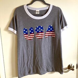 PINK- USA grey T-shirt- size large